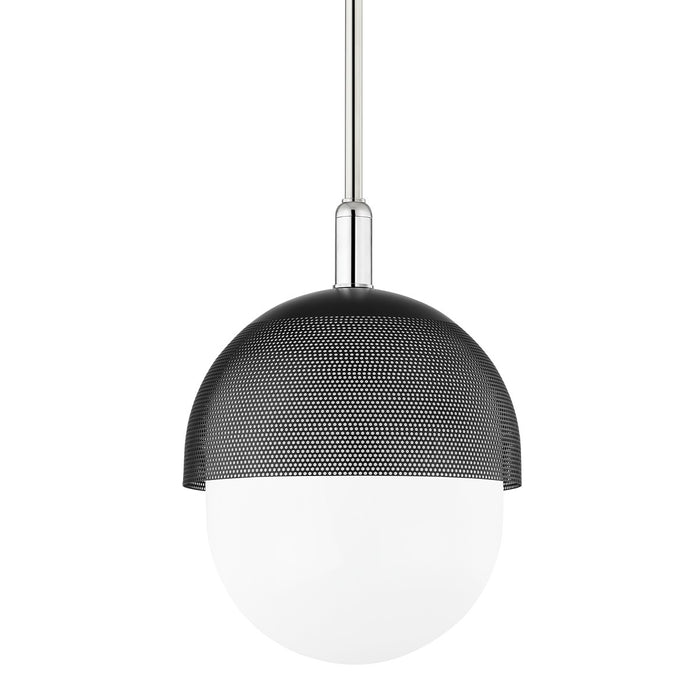 Hudson Valley 6114-PN/BK One Light Pendant, Polished Nickel/Black