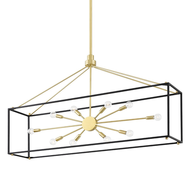 Hudson Valley 8948-AGB/BK Ten Light Island Pendant, Aged Brass/Black