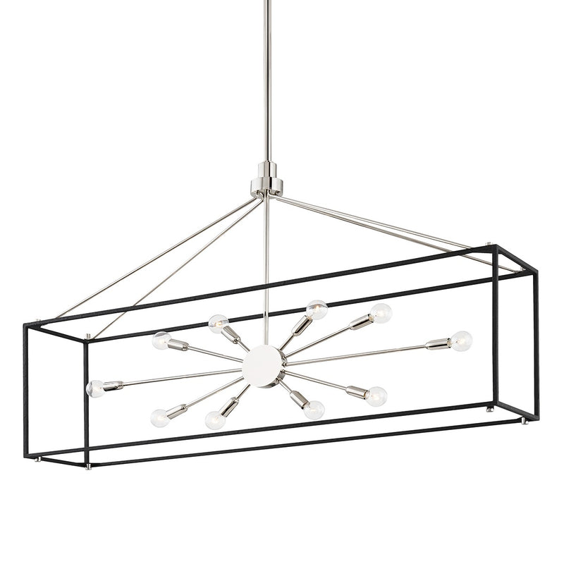 Hudson Valley 8948-PN/BK Ten Light Island Pendant, Polished Nickel/Black