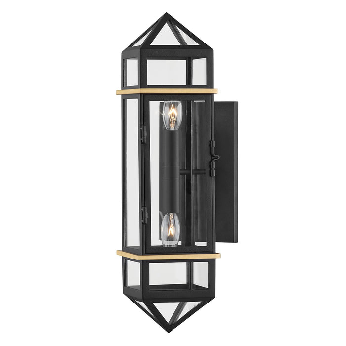 Hudson Valley 9002-AGB/BK Two Light Wall Sconce, Aged Brass/Black