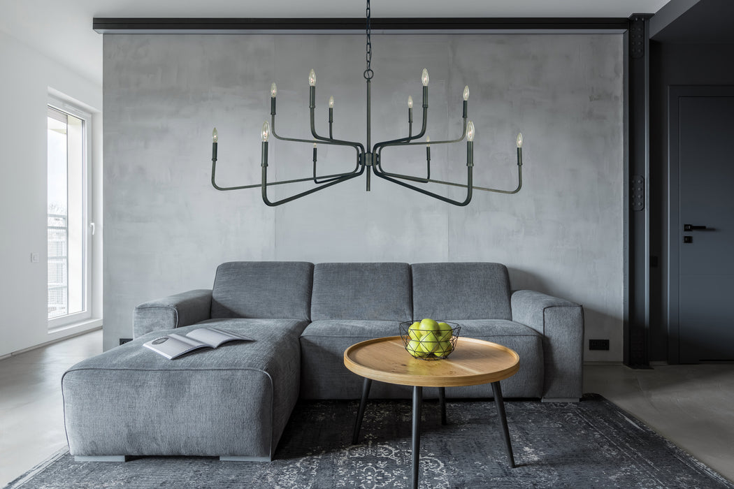 Framburg 5486 IRON 12 Light Chandelier, Iron