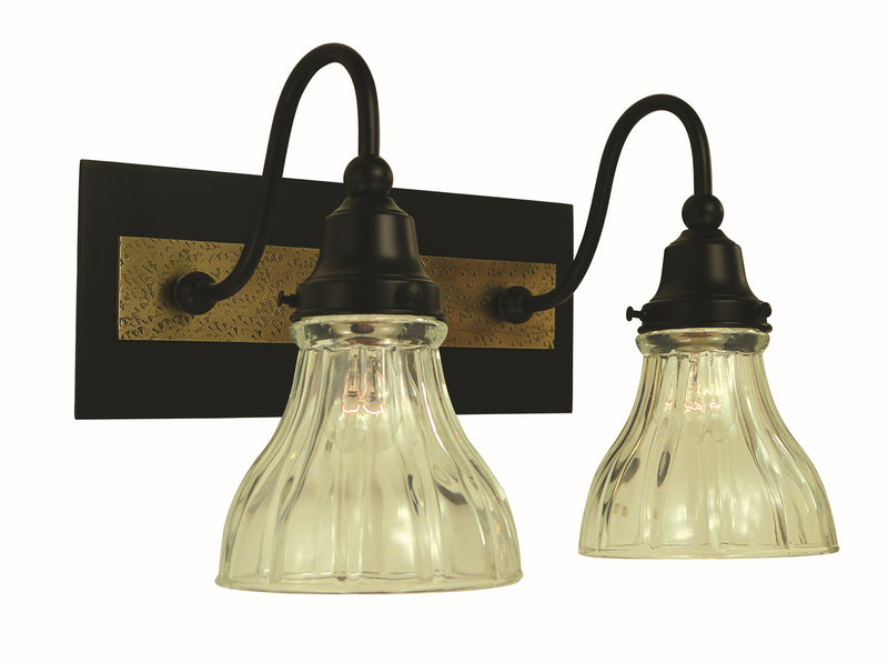 Framburg 5612 MBLACK/AB Two Light Wall Sconce, Matte Black/Antique Brass