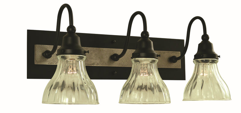 Framburg 5613 MBLACK/BN Three Light Wall Sconce, Matte Black/Brushed Nickel