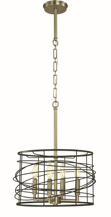 Framburg 5614 BN/MBLACK Four Light Mini Chandelier, Brushed Nickel/Matte Black
