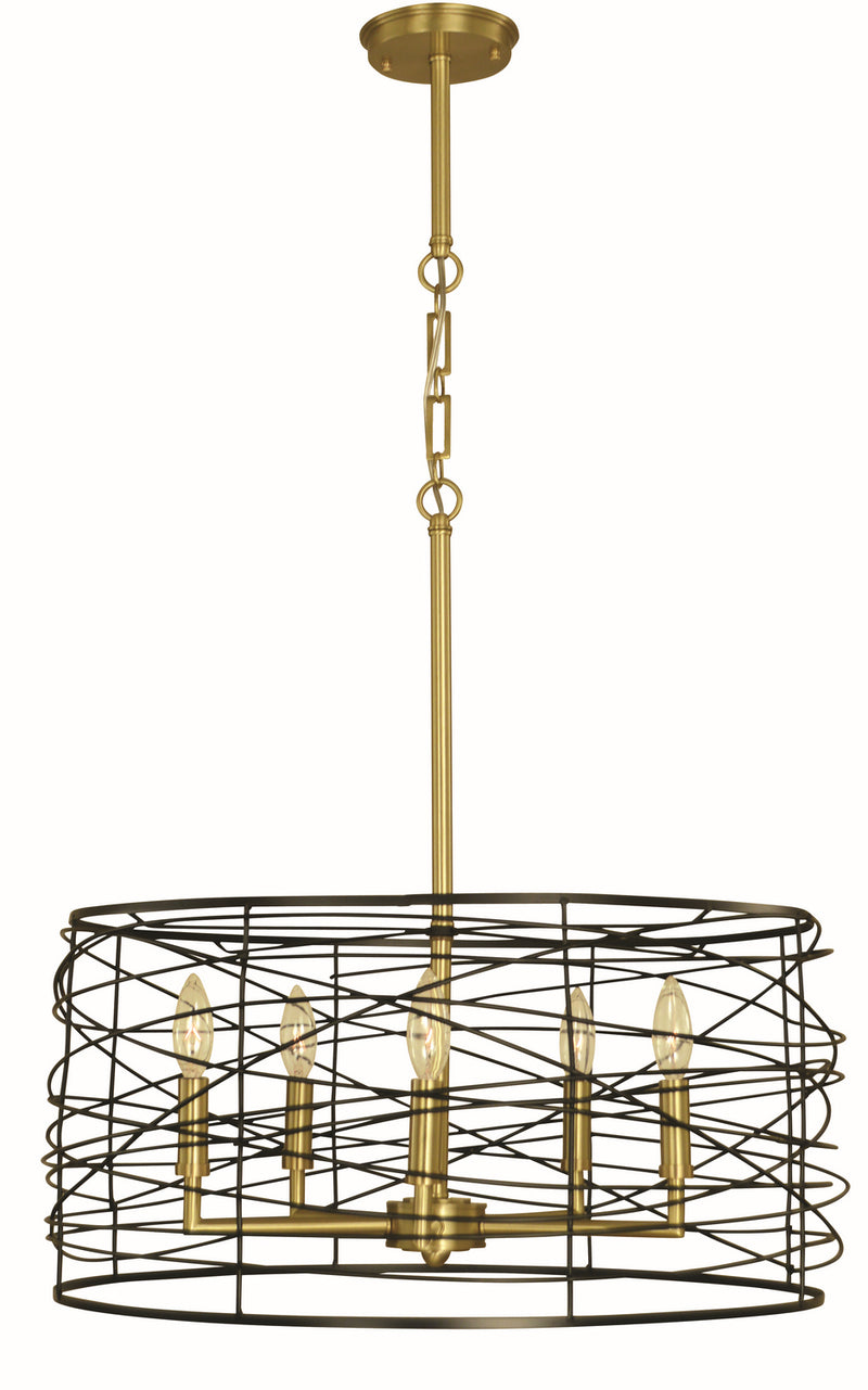 Framburg 5615 BR/MBLACK Five Light Chandelier, Brushed Brass/Matte Black