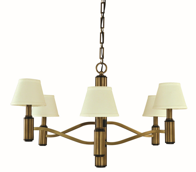 Framburg 5636 AB/MBLACK Six Light Chandelier, Antique Brass/Matte Black
