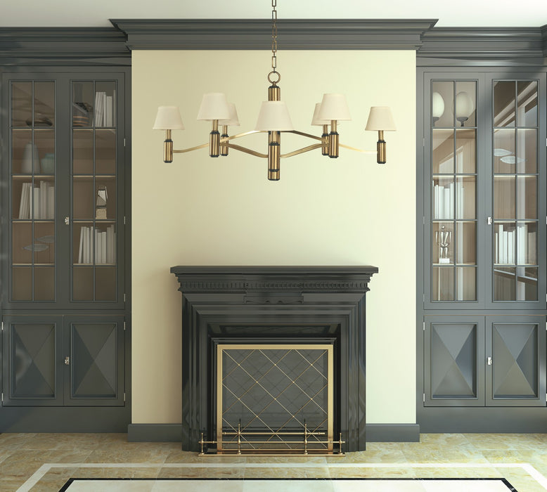 Framburg 5638 AB/MBLACK Eight Light Chandelier, Antique Brass/Matte Black