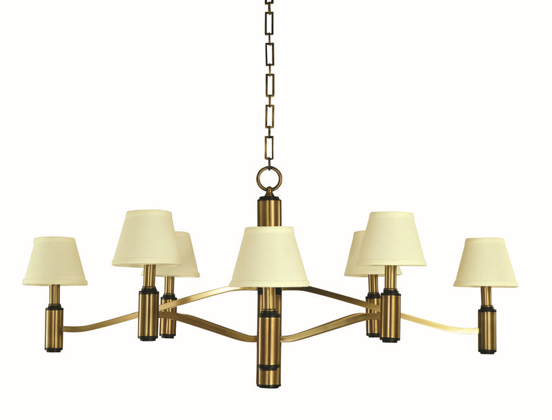 Framburg 5638 AB/MBLACK Eight Light Chandelier, Antique Brass/Matte Black