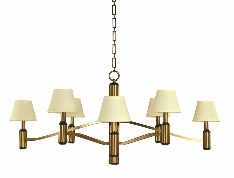 Framburg 5638 AB/MBLACK Eight Light Chandelier, Antique Brass/Matte Black