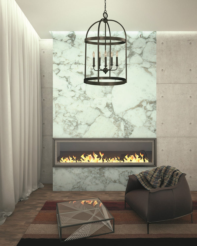 Framburg 5645 IRON Five Light Foyer Chandelier, Iron