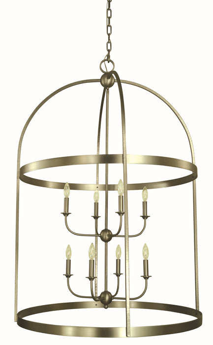 Framburg 5648 SP Eight Light Foyer Chandelier, Satin Pewter