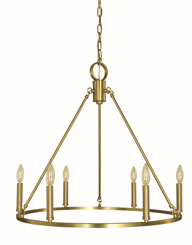 Framburg 5656 BR Six Light Chandelier, Brushed Brass