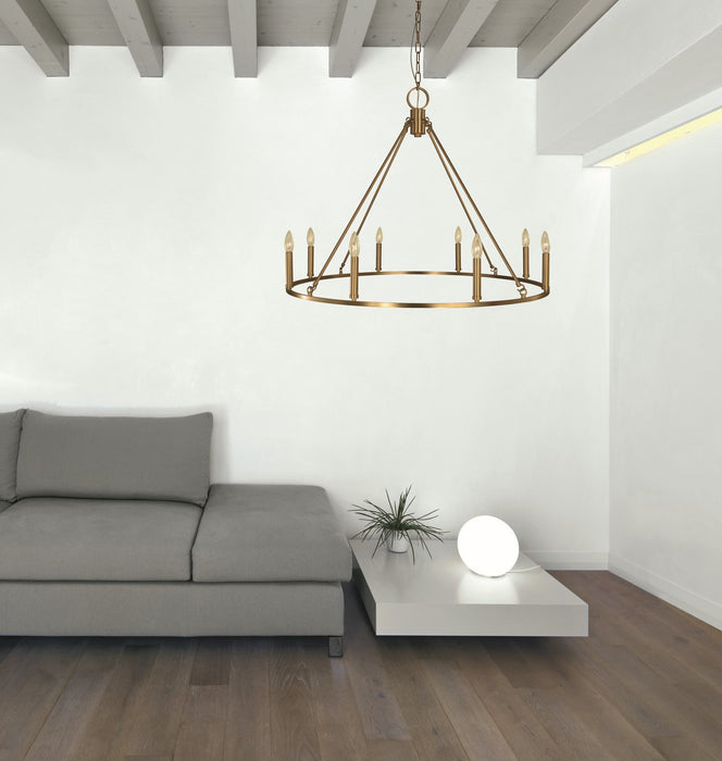 Framburg 5658 BR Eight Light Chandelier, Brushed Brass
