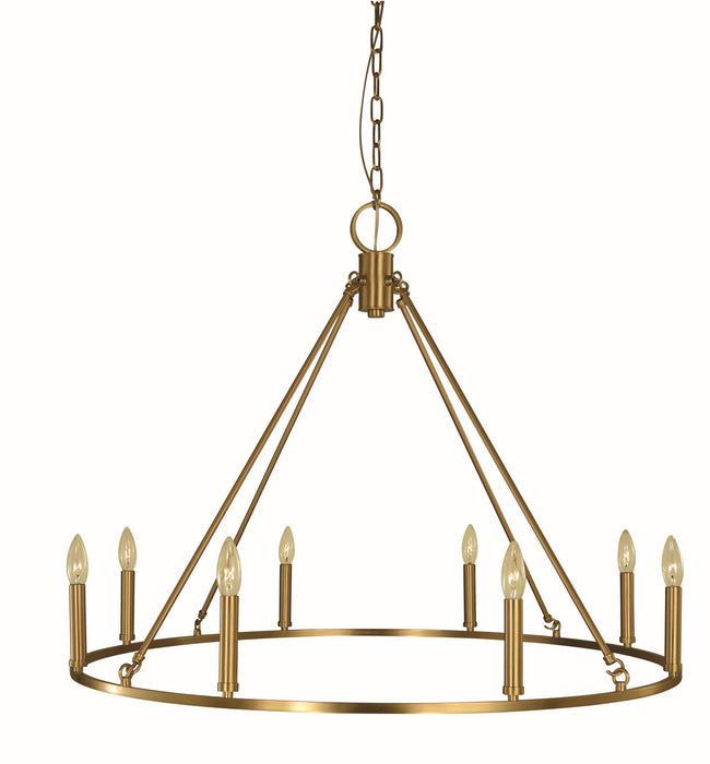 Framburg 5658 BR Eight Light Chandelier, Brushed Brass