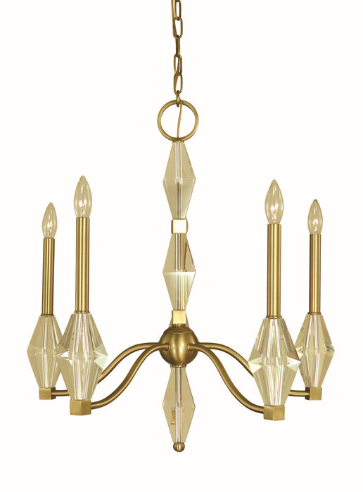 Framburg 5665 BR Five Light Chandelier, Brushed Brass