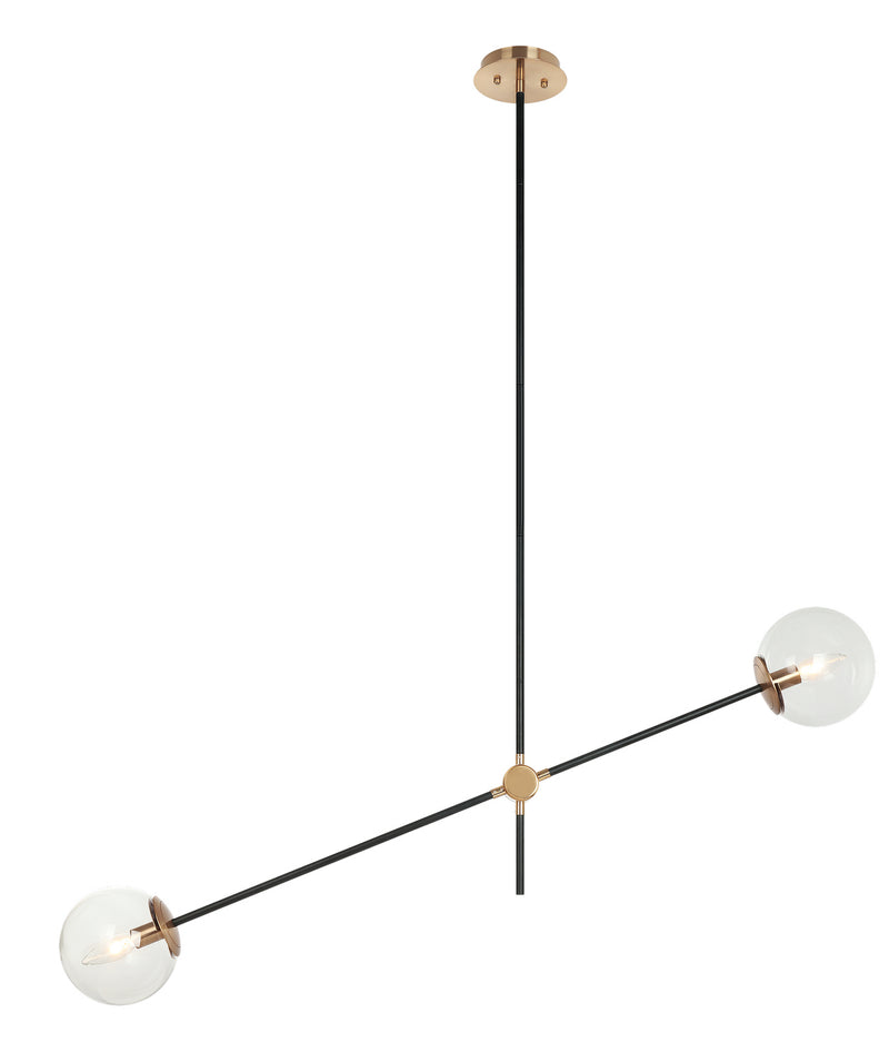 Matteo Lighting C78712AGCL Two Light Pendant, Aged Gold Brass