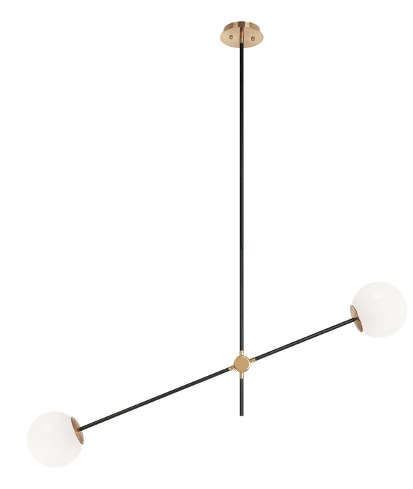 Matteo Lighting C78712AGOP Two Light Pendant, Aged Gold Brass