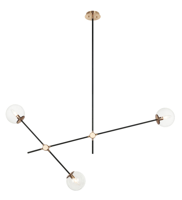 Matteo Lighting C78713AGCL Three Light Pendant, Aged Gold Brass