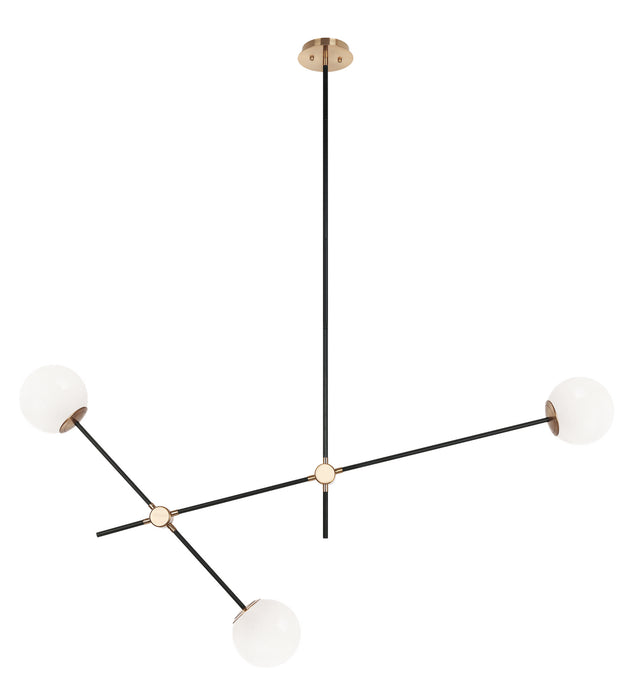 Matteo Lighting C78713AGOP Three Light Pendant, Aged Gold Brass