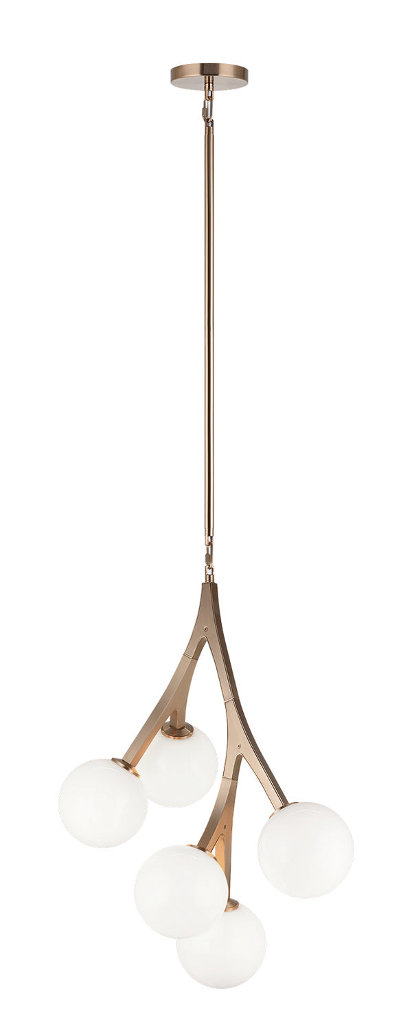 Matteo Lighting C81505AGOP Five Light Chandelier, Aged Gold Brass