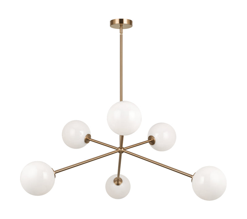 Matteo Lighting C81706AGOP Six Light Chandelier, Aged Gold Brass