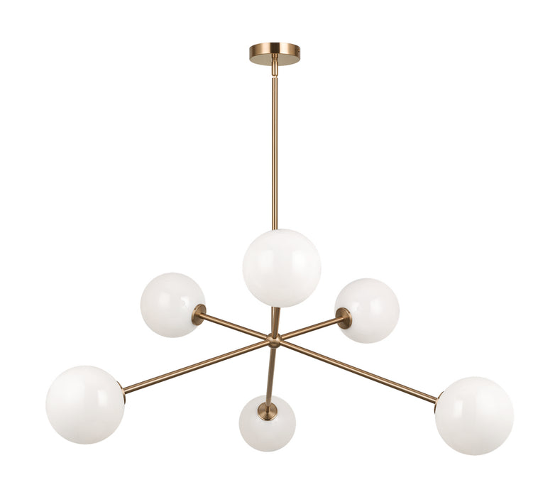 Matteo Lighting C81706AGOP Six Light Chandelier, Aged Gold Brass