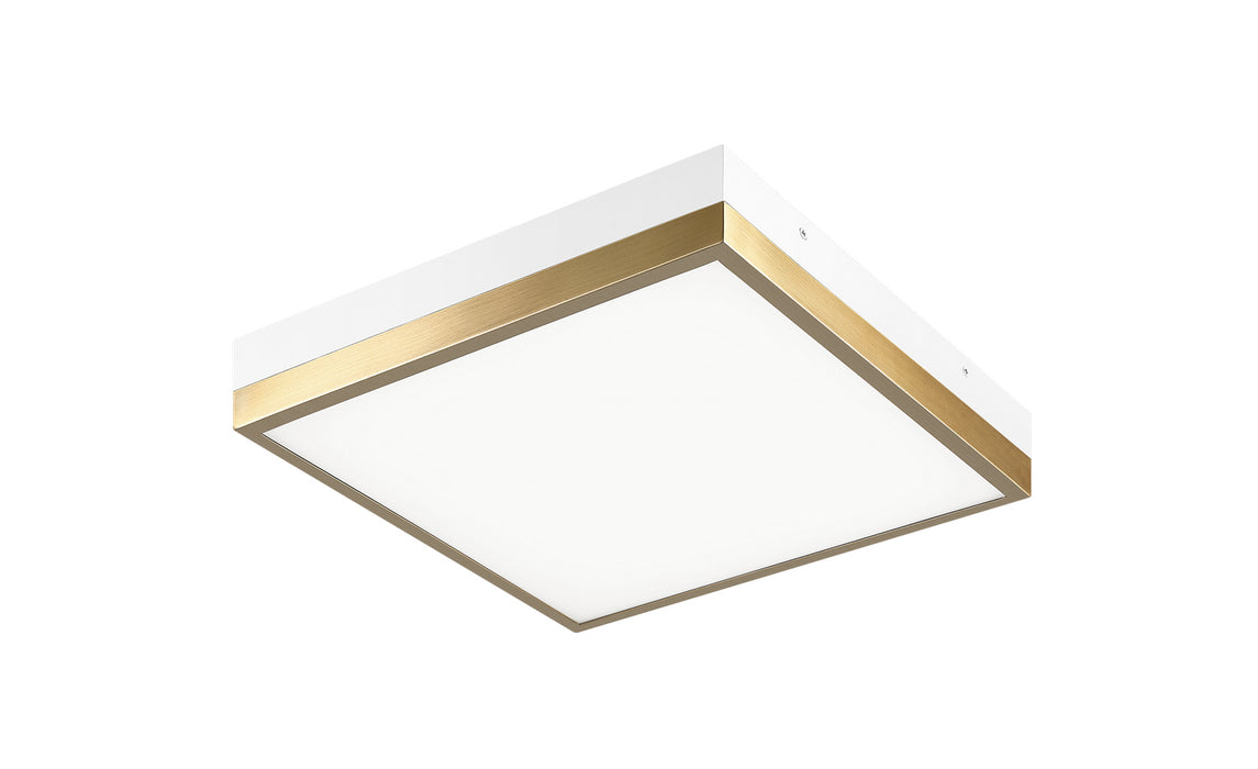 Matteo Lighting M11411WHAG LED Flush Mount, White / Aged Gold Brass