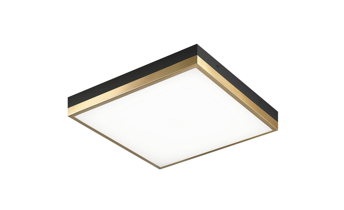 Matteo Lighting M11414BKAG LED Flush Mount, Black / Aged Gold Brass