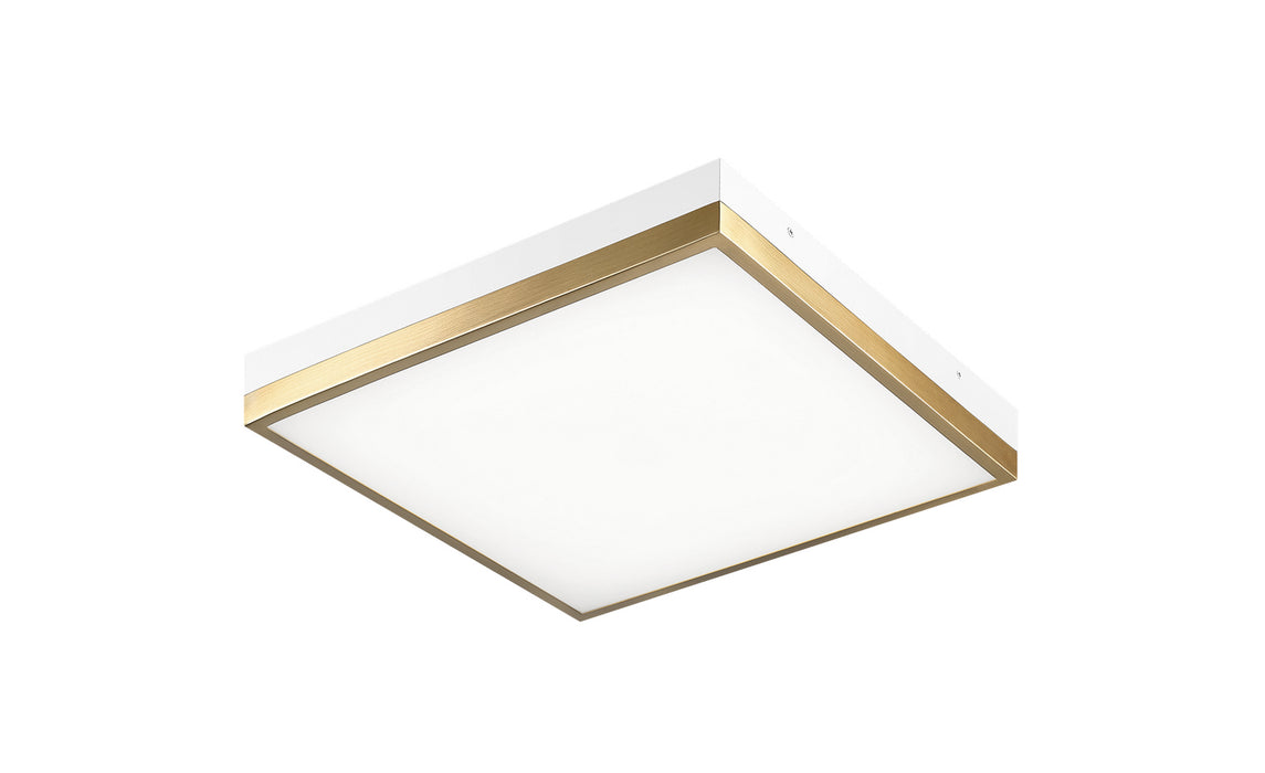 Matteo Lighting M11414WHAG LED Flush Mount, White / Aged Gold Brass