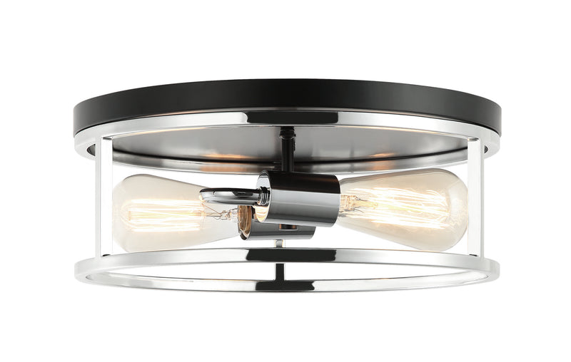 Matteo Lighting M15502BKCH Two Light Flush Mount, Black / Chrome