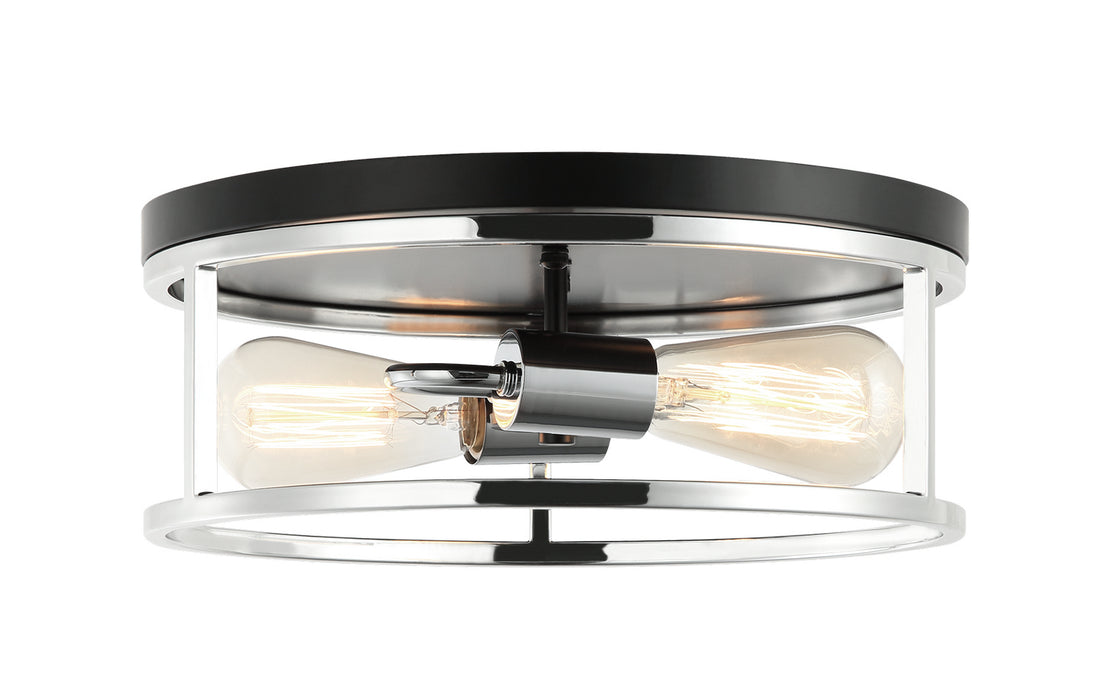 Matteo Lighting M15502BKCH Two Light Flush Mount, Black / Chrome