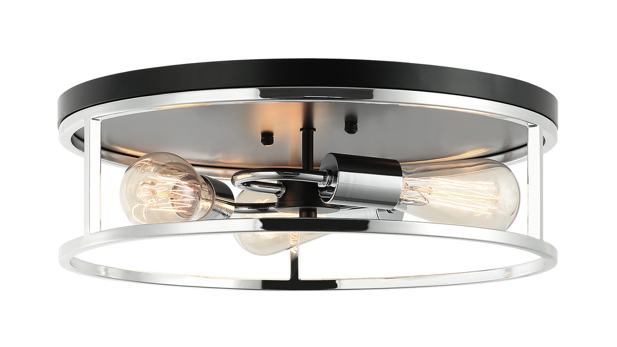 Matteo Lighting M15503BKCH Three Light Flush Mount, Black / Chrome