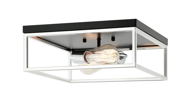 Matteo Lighting M15542BKCH Two Light Flush Mount, Black / Chrome