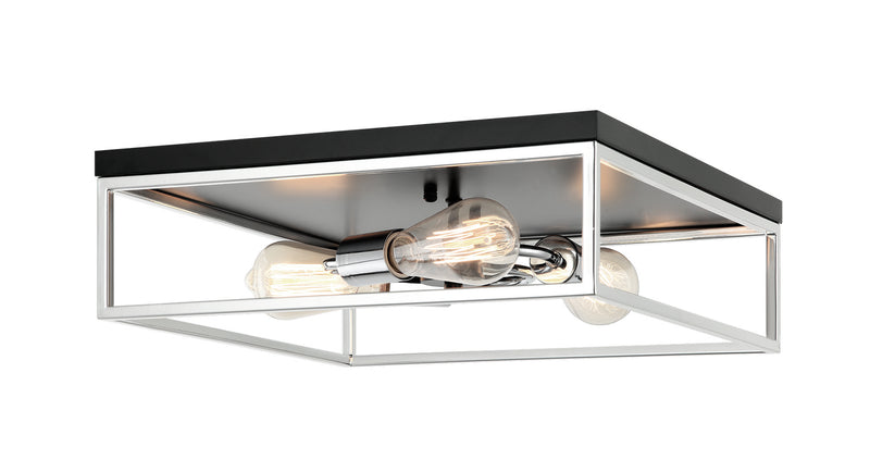 Matteo Lighting M15543BKCH Three Light Flush Mount, Black / Chrome