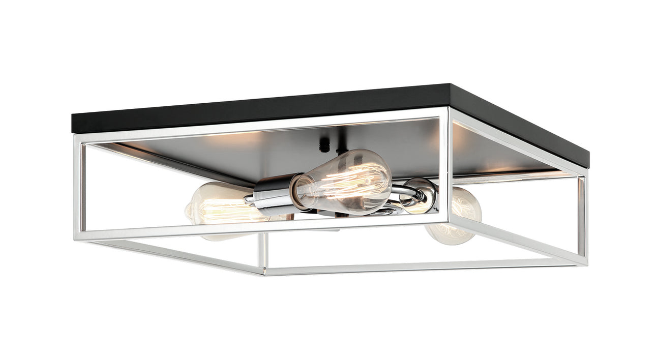 Matteo Lighting M15543BKCH Three Light Flush Mount, Black / Chrome