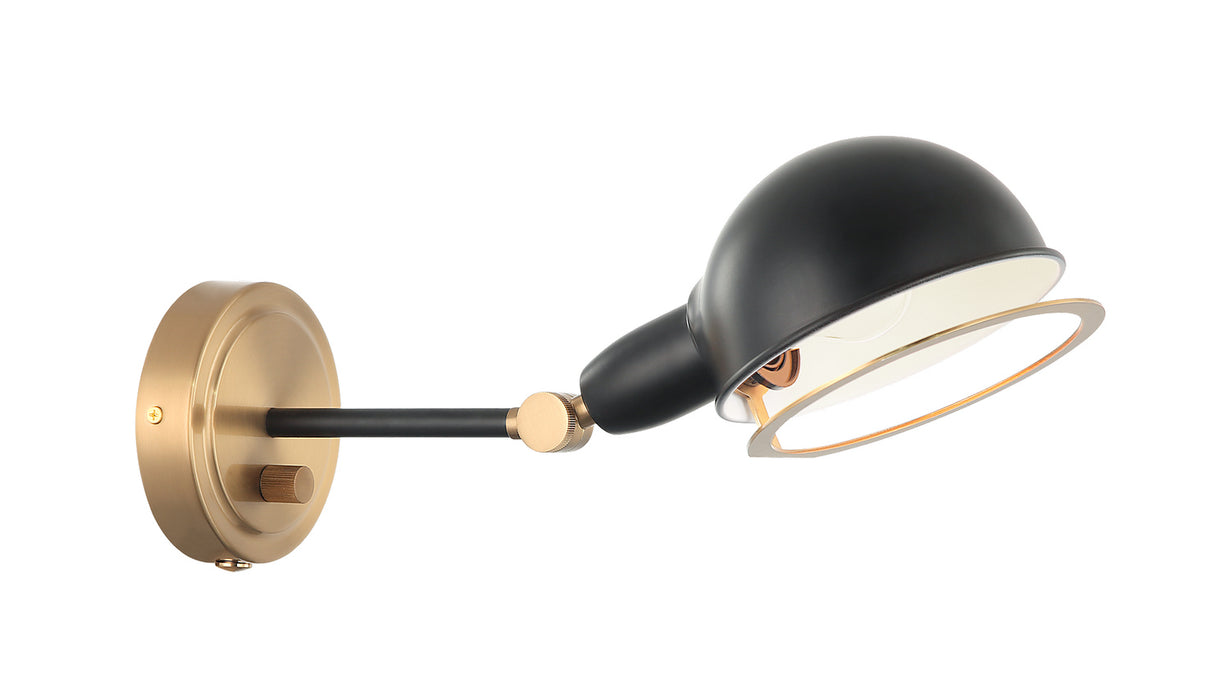 Matteo Lighting S00711AGBK One Light Wall Sconce, Aged Gold Brass / Black