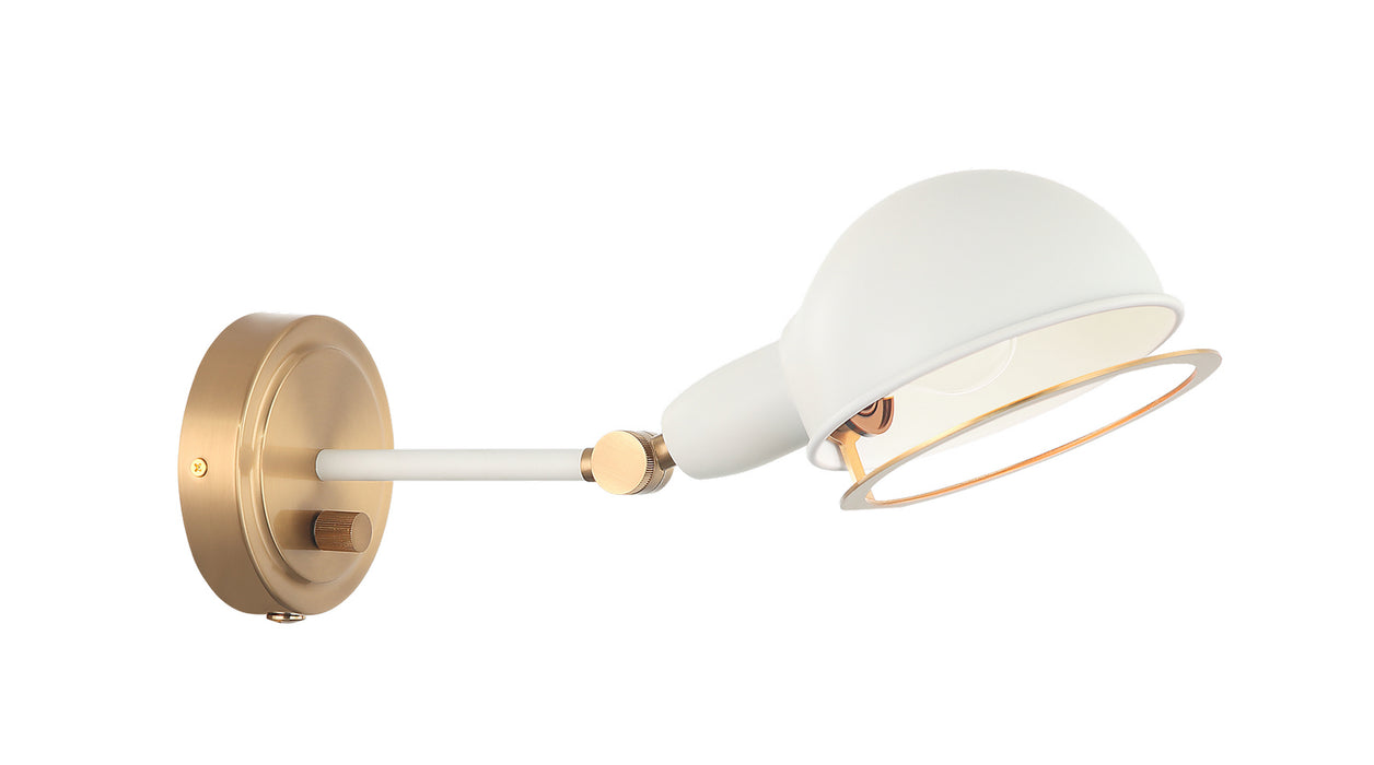 Matteo Lighting S00711AGWH One Light Wall Sconce, Aged Gold Brass / White