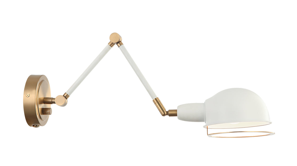 Matteo Lighting S00721AGWH One Light Wall Sconce, Aged Gold Brass / White