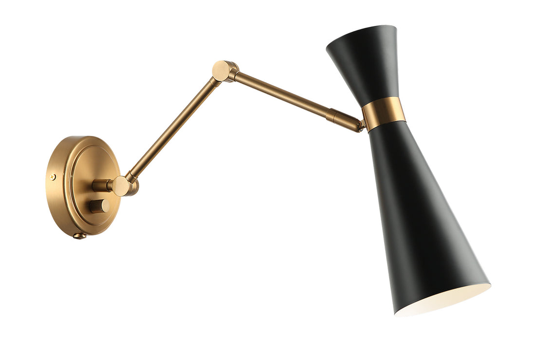 Matteo Lighting S09621AGBK One Light Wall Sconce, Black