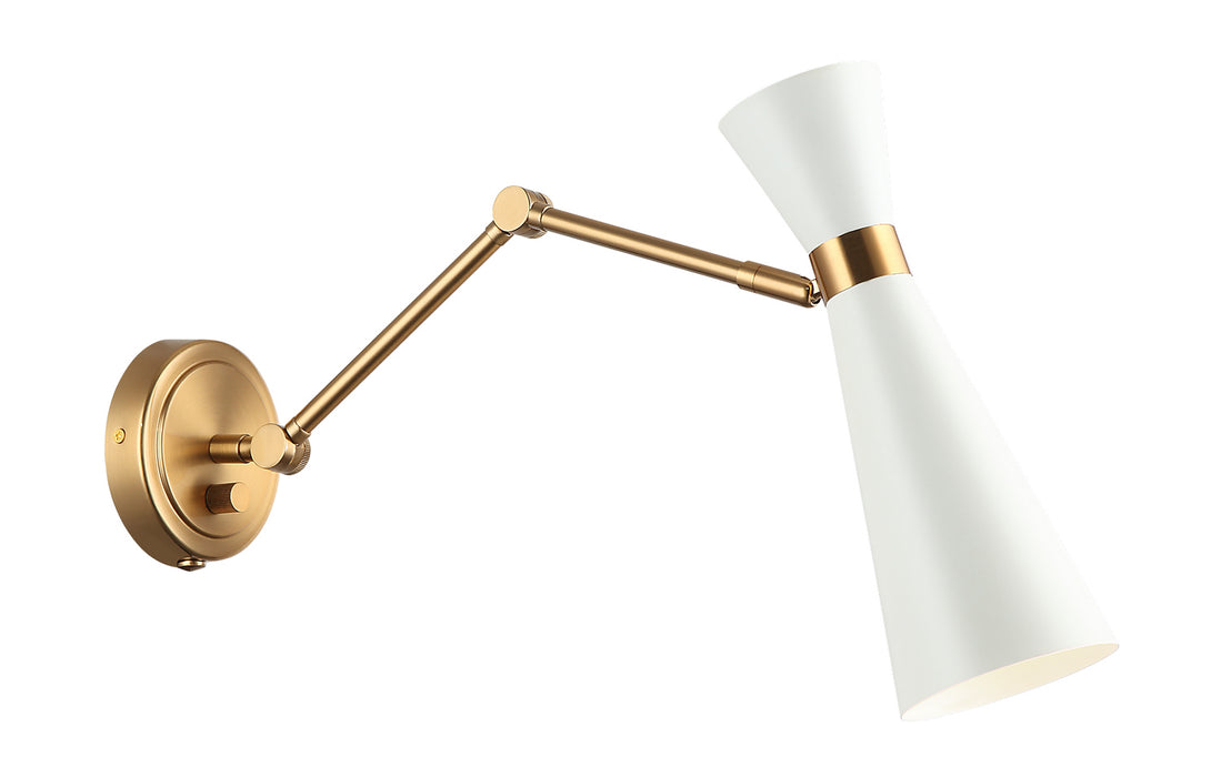 Matteo Lighting S09621AGWH One Light Wall Sconce, White
