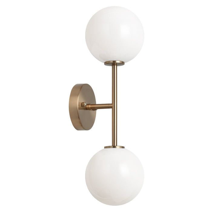 Matteo Lighting W81702AGOP Two Light Wall Sconce, Aged Gold Brass