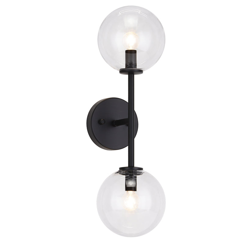Matteo Lighting W81702BKCL Two Light Wall Sconce