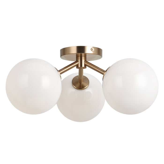 Matteo Lighting X81703AGOP Three Light Flush Mount, Aged Gold Brass