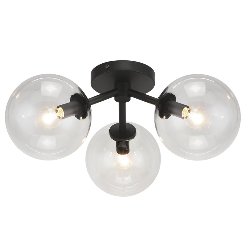 Matteo Lighting X81703BKCL Three Light Ceiling Mount