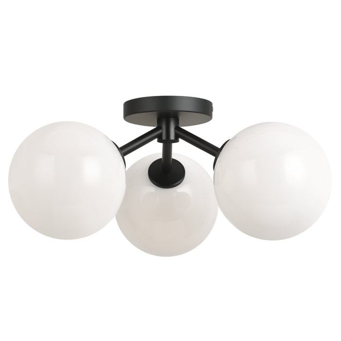 Matteo Lighting X81703BKOP Three Light Flush Mount, Black