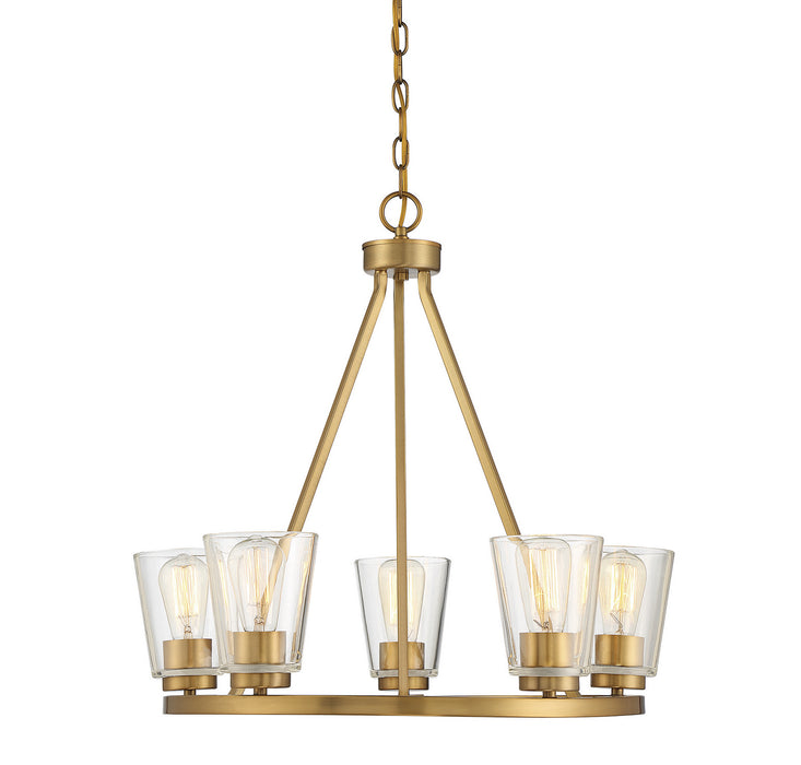 Savoy House 1-1021-5-322 Five Light Chandelier, Warm Brass