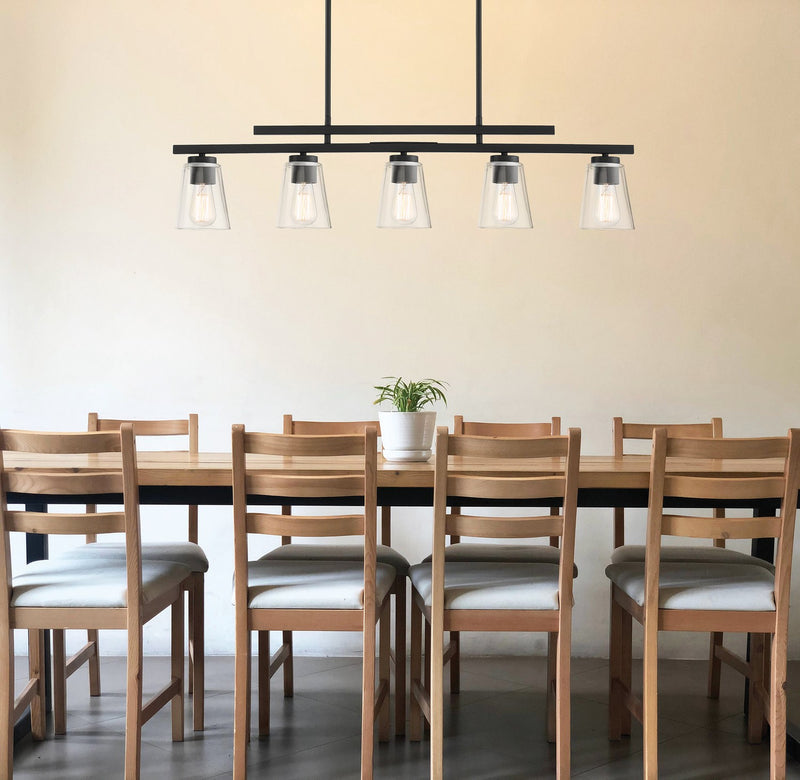 Savoy House 1-1023-5-89 Five Light Linear Chandelier, Matte Black