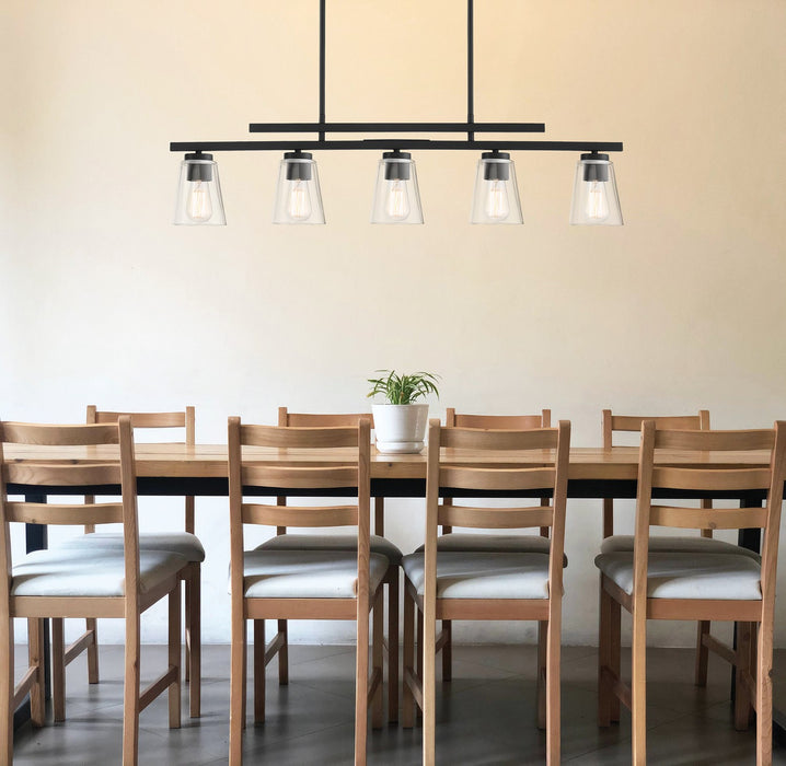 Savoy House 1-1023-5-89 Five Light Linear Chandelier, Matte Black