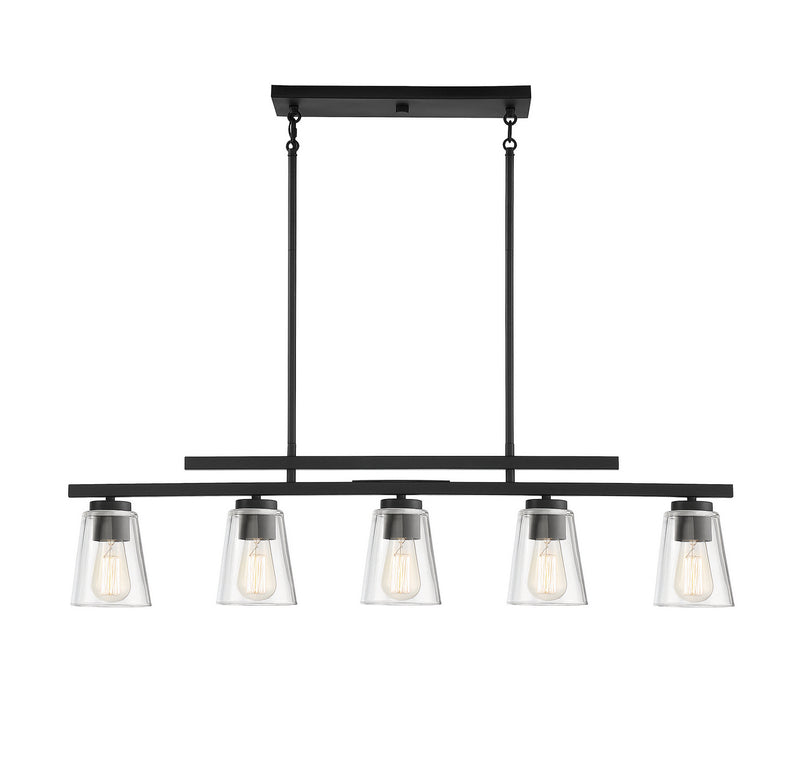 Savoy House 1-1023-5-89 Five Light Linear Chandelier, Matte Black