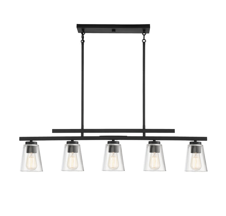 Savoy House 1-1023-5-89 Five Light Linear Chandelier, Matte Black